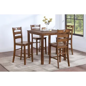 Salem 5 PC Counter Height Dining Set, Table & 4 Chairs Tobacco