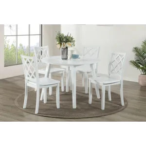 Trellis 5 PC Round Dining Set, Table & 4 Chairs White