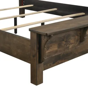 Blue Ridge 5/0 Q Bench Footboard & Slats-Rustic Gray