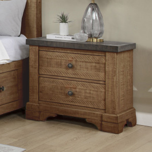 Augusta Two Drawer Nighstand W/USB Port-Rustic Brown