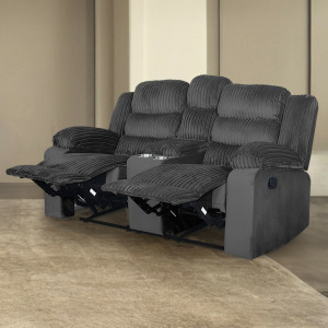 Willow Motion-Gray Willow Console Loveseat W Dual Recliners-Gray