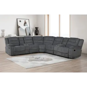 Redondo LAF Console Loveseat W 2 Recliners-Dk Gray