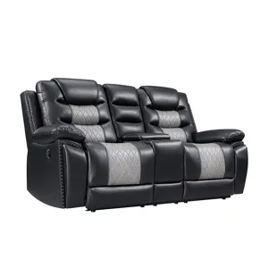 Nikko Console Loveseat W/Power Footrest-Black/Gray