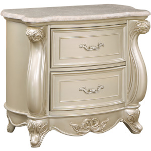 Monique Nightstand W/Marble Top-Champagne