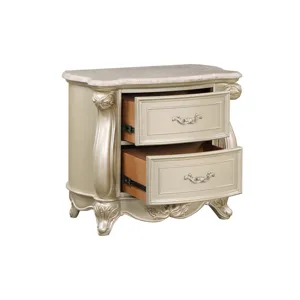 Monique Nightstand W/Marble Top-Champagne