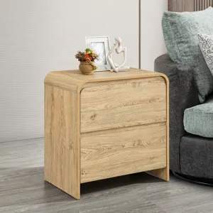 Mara Two Drawer End Table Bedside Table-Natural