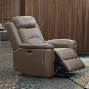 Keldon Leather Glider Recliner W/Power Footrest-Brown