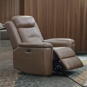 Keldon Leather Glider Recliner W/Power Footrest-Brown