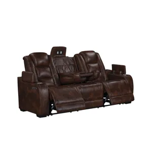 Chester Reclining Sofa W/Power Headrest & Footrest-Brown