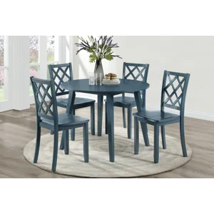 Trellis 5 PC Round Dining Set, Table & 4 Chairs Blue