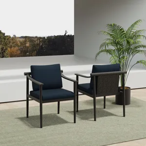 Moana Patio Side Chair, Blue Cushions(2 Per Carton)