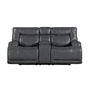 Titan Console Loveseat W/Power Headrest & Footrest-Gray