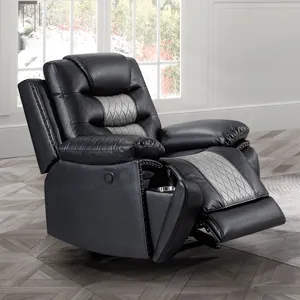 Nikko Glider Recliner W/Power Footrest-Black/Gray