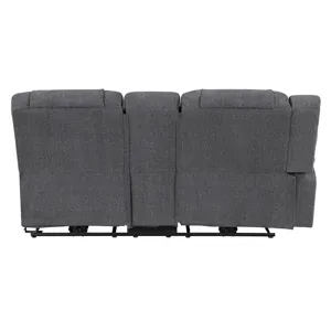 Redondo LAF Console Loveseat W 2 Recliners-Dk Gray