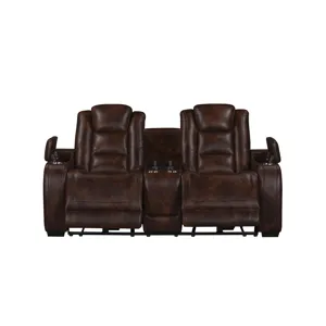 Chester Reclining Console Loveseat W/Power Headrest & Footrest-Brown