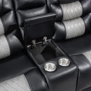 Nikko Console Loveseat W/Power Footrest-Black/Gray