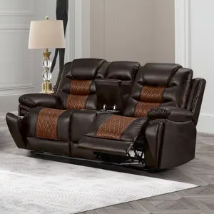 Nikko Console Loveseat W/Power Footrest-Brown