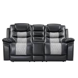 Nikko Console Loveseat W/Power Footrest-Black/Gray