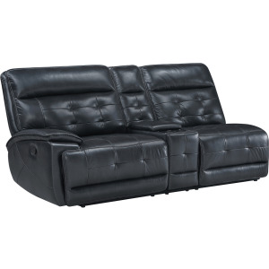 Warner LAF Console Loveseat W 2 Recliners-Black