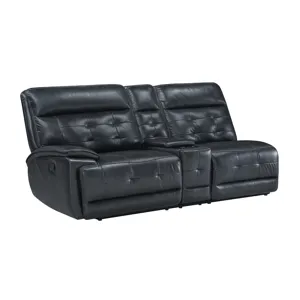 Warner LAF Console Loveseat W 2 Recliners-Black