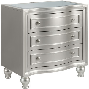 REFLECTIONS BEDROOM Reflections Nightstand W/Mirrored Top-Silver