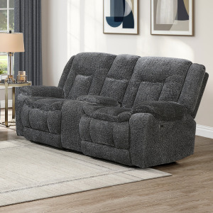 Stanwick Reclining Console Loveseat W/Power Footrest-Gray