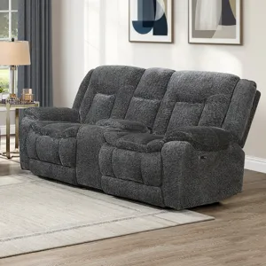 Stanwick Reclining Console Loveseat W/Power Footrest-Gray