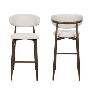 Royce Bar Chair W/Walnut Metal Frame Beige(2 Per Carton)