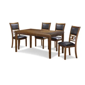 Gia 60" Dining Table+Chairs (5 Pcs/Ctn) -Brown