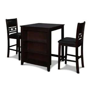 Gia 30" Counter Table W/2 Chairs & Stg Shelf-Ebony