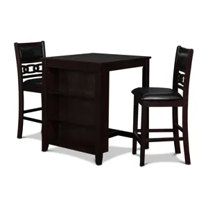 Gia 30" Counter Table W/2 Chairs & Stg Shelf-Ebony