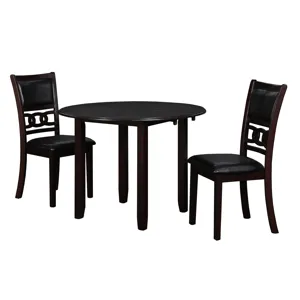 Gia 42" Dining  Drop Leaf Table W/2 Chairs-Ebony