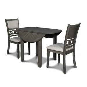 Gia 42" Dining  Drop Leaf Table W/2 Chairs-Gray
