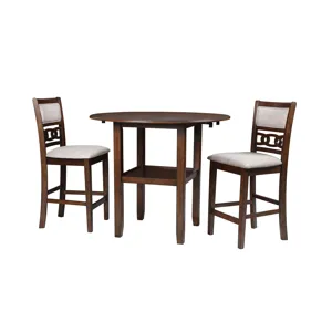 Gia 42" Counter  Drop Leaf Table W/2 Chairs-Cherry