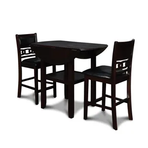Gia 42" Counter  Drop Leaf Table W/2 Chairs-Ebony