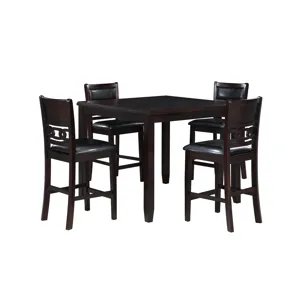 Gia 5Pc 42" Square  Counter Table & 4 Chairs-Ebony