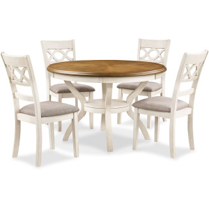 Cori Round Dining 5 PC Set Bisque/Brown