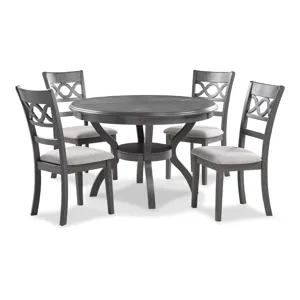 Cori Round Dining 5 Pc Set-Gray