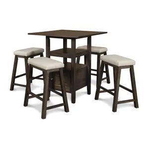 Derby Counter Table & 4 Stools (Set) - Chocolate