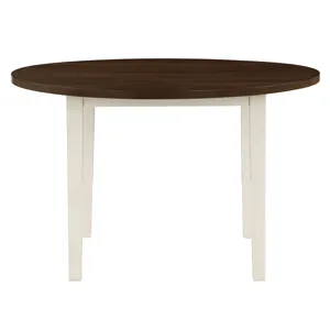 Hudson 48" Round Dining Table & 4 Chair Set-Brown/Creme