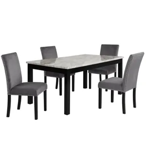 Celeste 64" Dining Table-Espresso/Faux Marble
