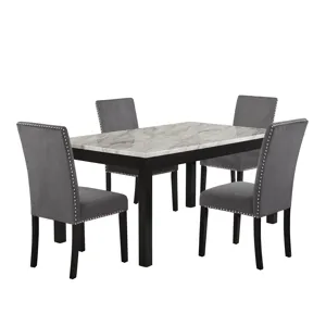 Celeste 64" Dining Table-Espresso/Faux Marble
