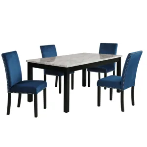 Celeste 64" Dining Table-Espresso/Faux Marble