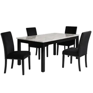 Celeste 64" Dining Table-Espresso/Faux Marble