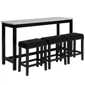 Celeste Theater Bar Table W/ 3 Stools Black
