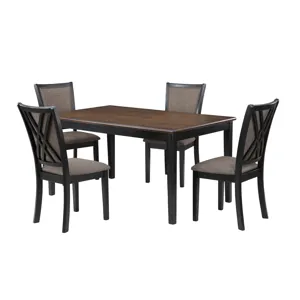 Potomac  60" Rectangle Dining Table & 4 Chairs-Brown/Black