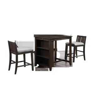 Heston 36" Storage Counter Table Set W/2 Chairs-Cherry