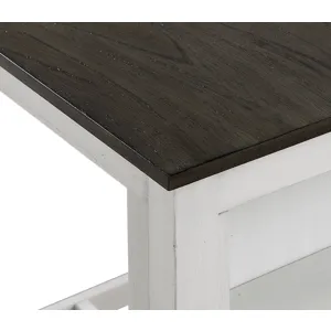 Heston 36" Storage Counter Table Set W/2 Chairs-White/Gray