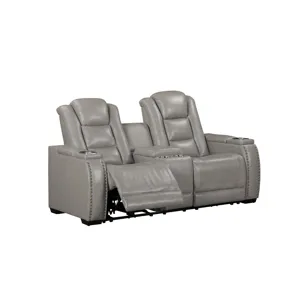 Breckenridge II Console Loveseat W Power Footrest & Headrest-Lt Gray