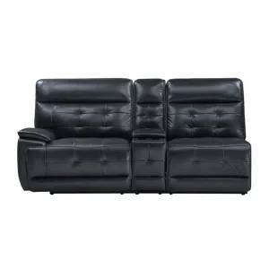 Warner LAF Console Loveseat W 2 Recliners-Black